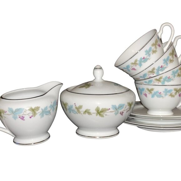 10 piece vintage fine china 4 teacups+4 saucers+1sugar bowl+creamer -Japan #6701 - Picture 1 of 16